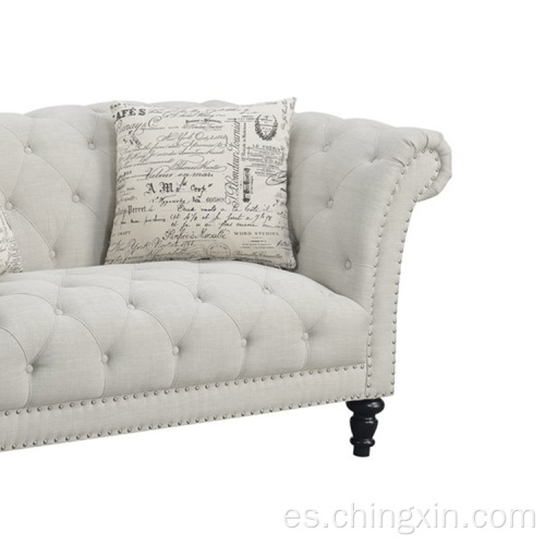 Sofá Conjuntos 2 plazas Classic Tufted Chesterfield Sofá Sofá Tufted Atrás para sala de estar